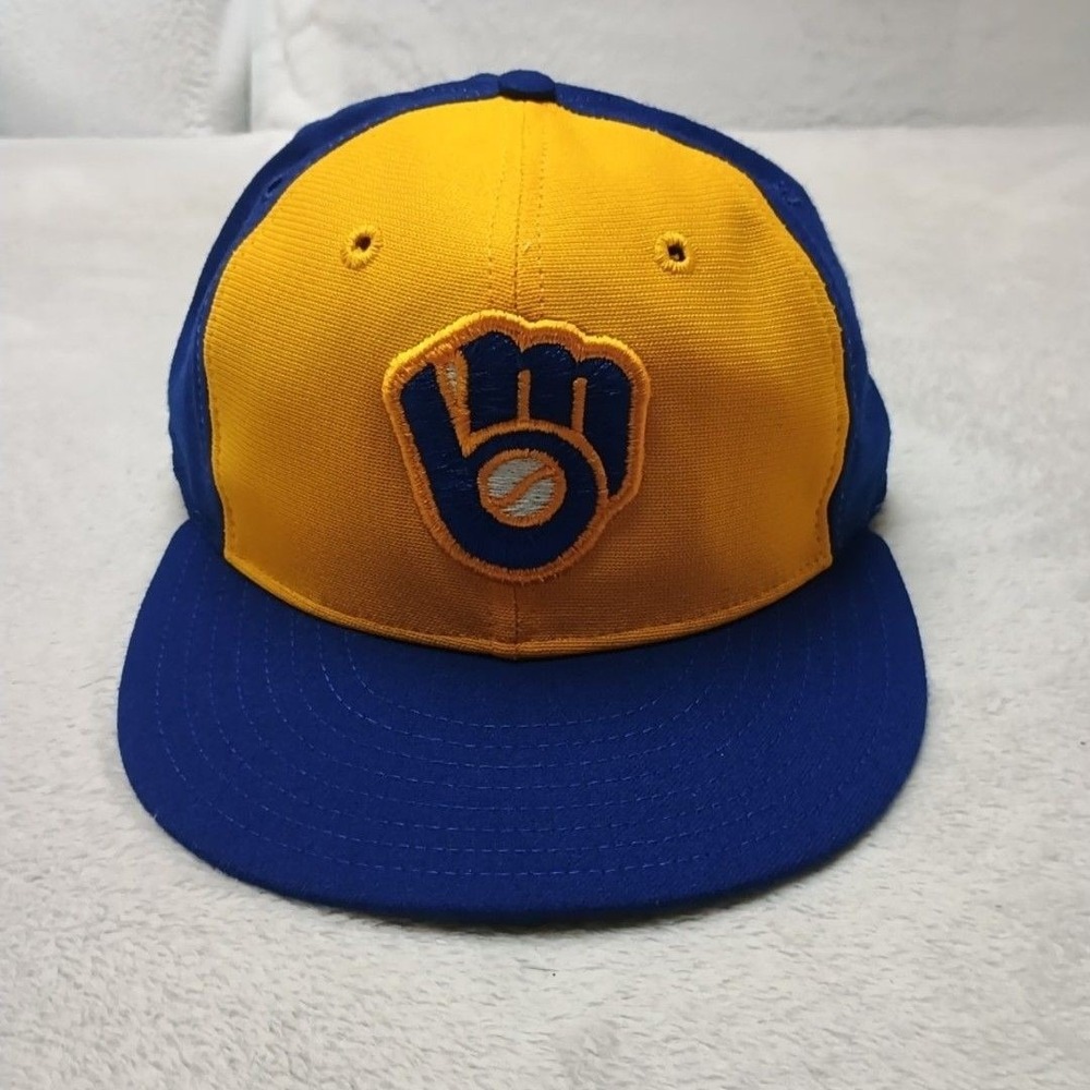 Vintage Milwaukee Brewers Hat Cap Mens 7 3/8 New Era Pro Model 80s USA Baseball
